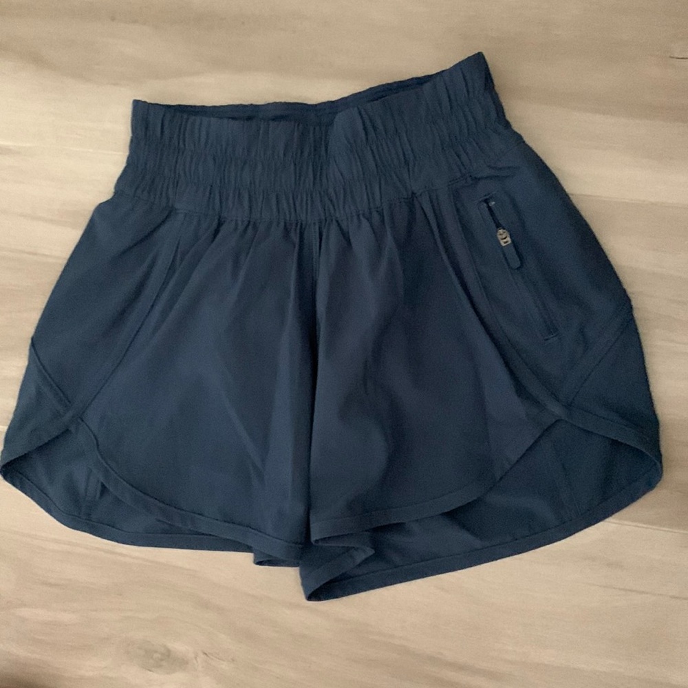 Lululemon,  size 0, 4 inch tracker shorts, blue excellent condition